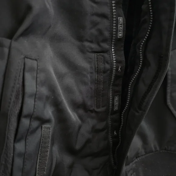 Men's Hollister Jacket Faux Fur Bomber Aviator XL All Weather Black - Picture 7 of 12